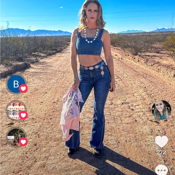 Blue Denim Jeans with Studded Detailing - Picture 4 of 6